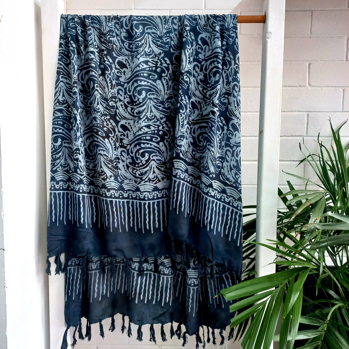 100% Rayon Sarong - Blue Batik Swirl – Zoya Collective